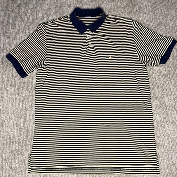 BROOKS BROTHERS | MENS BROOKS BROTHERS YELLOW AND NAVY COLLARED POLO, SIZE L - Picture 4 of 5